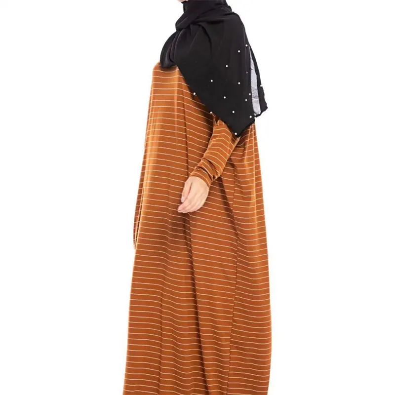 New Trendy Exclusively For Large Women's Fashionable And Comfortable Bat Long Sleeve Striped Casual Long Skirt For Direct Sale