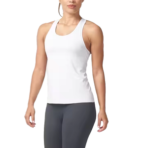 Ropa con logotipo personalizado gráfico al por mayor en blanco señoras entrenamiento deportes chaleco blanco básico de punto mujeres Crop Tank Top para mujeres - Product Image 1