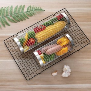Rejilla Portátil de Acero Inoxidable para Barbacoa con Mango de Madera y Gancho, Ideal para Picnic y Camping al Aire Libre - Diseño de Mango Largo Fácil de Limpiar <span class=keywords><strong>SiXi</strong></span> - Product Image 3