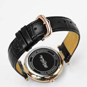 Montre pour femme avec cadran rotatif porte-bonheur, sertie de diamants, cristal saphir, 38 mm, bracelet en acier inoxydable et cuir - Product Image 6
