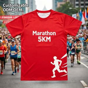 T-shirts de course pour événements de marathon en gros, impression 3D publicitaire, t-shirts en polyester avec logo personnalisé, t-shirts vierges pour sublimation - Product Image 1