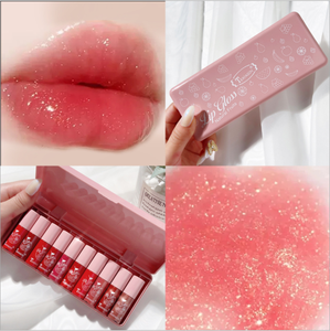Espejo Rosa portátil de diez colores, caja de juego de glaseado de labios brillante, bonito, hidratante, adecuado para citas, novedad de 2023 - Product Image 6