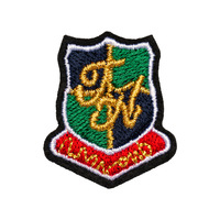 Autocollant brodé pour ordinateur, petit format, en tissu rayonne polyester, motif bouclier, mini icône lettre, broderie football, pour vêtements
