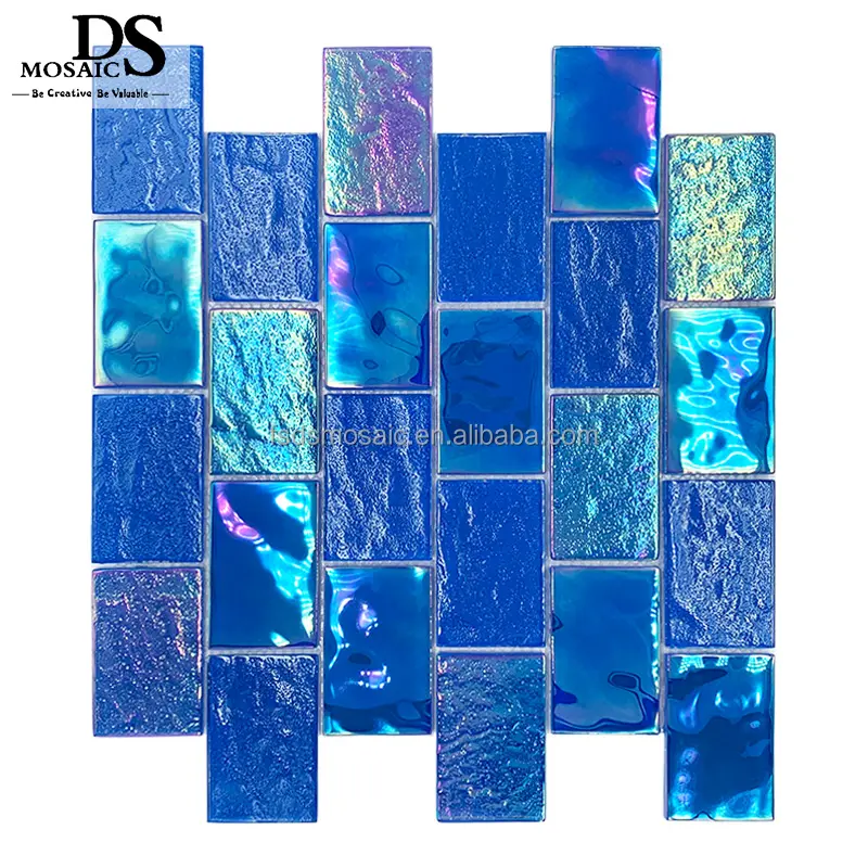 Céu estrelado iridescente Backsplash Tijolos De Vidro De Azulejo Cozinha Banheiro Chuveiro Acento Decoração Da Parede Piscina Piso De Mosaico De Vidro