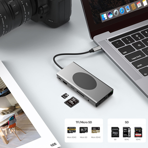 Wfyear Loại C HUB với sạc không dây đầu đọc thẻ HD <span class=keywords><strong>VGA</strong></span> được xây dựng trong vật liệu nhôm USB C HUB 15 Trong 1 Docking Station <span class=keywords><strong>PC</strong></span> - Product Image 6