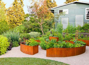 Jardinière extérieure en acier Corten avec cloison - Product Image 3