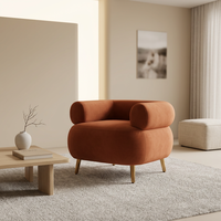 Fauteuil d'appoint moderne en velours courbé avec pieds en métal, canapé simple douillet et confortable pour salon ou coin lecture