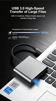Hub Tipo C 3 en 1 HDTV 4K 60Hz PD100W Carga USB 3.0 5Gbps Aleación de Aluminio 11.1mm Ultra Delgado para Laptop, Teléfono, Teclado, Ratón