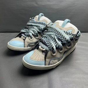 Baskets tendance en cuir véritable à plateforme épaisse, lacets larges, chaussures de skate décontractées, chaussures de ville pour couple - Product Image 3