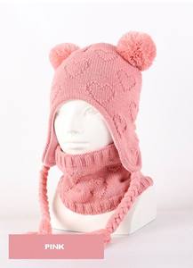 Gorro de punto para niños pequeños, conjuntos de calentador de cuello con forro polar cálido, gorro de invierno, conjunto de bufanda para niñas y niños - Product Image 5