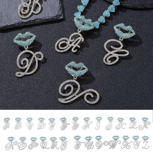 Coeur glacé chaîne cubaine cristal papillon initiales nom pendentif collier glacé lettres cursives rappeur collier bijoux - Product Image 4