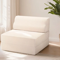 Fauteuil convertible ergonomique COSTFULL moderne avec appui-tête réglable, forme carrée, une place, revêtement en mousse déchiquetée, canapé pliable pour salle à manger