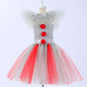 Gaun Tutu Kain Kasa Berlapis-lapis Warna Abu-abu untuk Kostum Badut <span class=keywords><strong>Halloween</strong></span> Karnaval Cosplay Anak Perempuan Grosir Hengzhihua dengan Aksesoris - Product Image 3