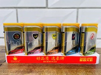 Nouveau briquet à flamme jet avec coque en fer, porte-cartes, allume-cigare électronique turbo à bascule