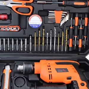 Ensemble d'outils professionnels pour la maison de 59 pièces avec perceuse à percussion, kit de quincaillerie portable pour la réparation et l'entretien à domicile, boîte à outils de bricolage - Product Image 4
