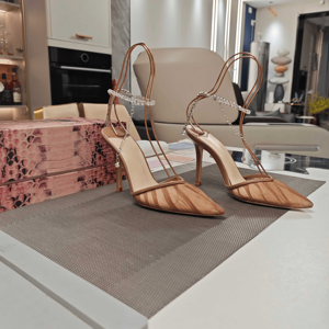 Jimmy - Zapatos de Tacón Alto Elegantes para Mujer, con Punta Puntiaguda, Malla Transparente, Cadena de Diamantes de Imitación y Correa en el Tobillo, Ideales para Bodas, Fiestas y Eventos Nocturnos - Product Image 5