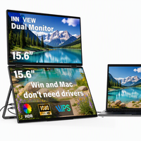 Moniteur portable double 15,6 pouces FHD 60 Hz, grand écran pliable avec support, dalle IPS, modes d'affichage multiples, écran de voyage USB-C