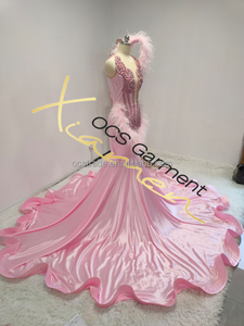 Designer Perlé Rose Strass Robes De Mariée Élégant Satin Sirène Robes De Mariée 2024 Autotest K010 <span class=keywords><strong>pour</strong></span> <span class=keywords><strong>Grande</strong></span> <span class=keywords><strong>Taille</strong></span> - Product Image 4
