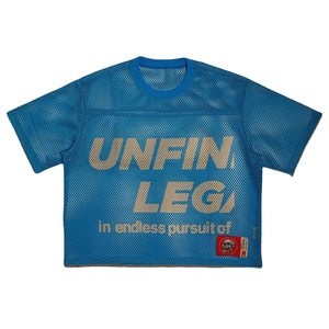 T-shirt Personalizzata Retrò in Mesh Stile Streetwear da Tifoso di Football Americano con Stampa Serigrafica e Grafica a Lettere, Vestibilità Boxy Corta, Colore Nero - Product Image 2