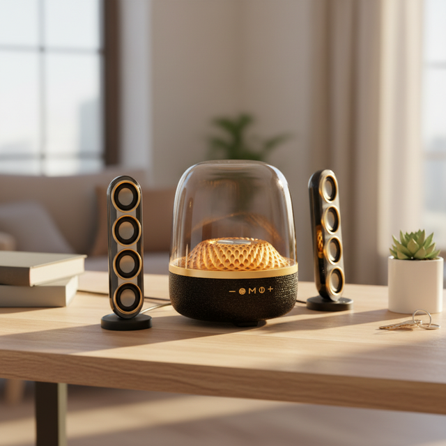 Huaqiangbei's Crystal 5 for V5.4 Wireless Mini Speaker Heavy Bass Stereo Detachable Design USB RGB LED Lighting Computers