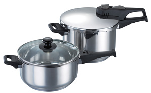 Ensemble de casseroles à pression multifonctionnelles en acier inoxydable de haute qualité avec couvercle en verre - Product Image 4
