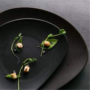 Platos Negros Triangulares de Cerámica Esmaltada de Color Europeo <span class=keywords><strong>para</strong></span> Restaurante y Hotel, <span class=keywords><strong>Tapas</strong></span>, Venta al por Mayor P&T - Product Image 2