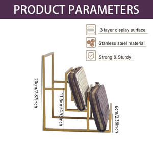 Deyi 3-lagiger Gold Metall Kupplungs halter Riser Wallet Display Rack für grenz überschreitende Einkaufs zentrum Kleidung - Product Image 6