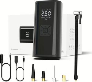 Pompe à air électrique portable, mini compresseur d'air numérique intelligent sans fil, détection de pression des pneus pour voiture et vélo - Product Image 1