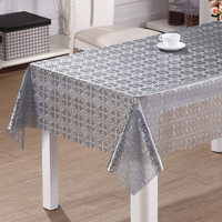 Nappe en PVC semi-transparente à motif géométrique argenté RNPT, imperméable et résistante à l'huile, pour table à manger