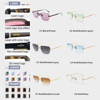 Lunettes sans monture en métal rectangulaires, classiques, élégantes, de luxe, de haute qualité, UV400, logo personnalisé, fabricants
