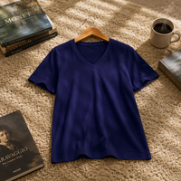 Service OEM – T-shirt en coton imprimé décontracté unisexe, tricoté, col en V, manches courtes, impression de logo disponible – Haut d'été