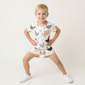 Ensemble de survêtement en coton pour bébé avec poche, short de jogging, pantalon pour garçons, enfants, imprimé animal, ensembles de sport, 1-6 ans, jeunes pousses, mode - Product Image 1