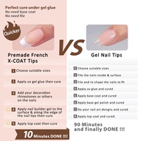 XCOATTIPS Uñas Postizas al por Mayor, Cortas, Estilo Ataúd, Punta Francesa, Gel Suave, Puntas X-Coat, Uñas a Presión a Granel, Calidad de Salón
