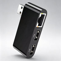Hub USB 3-en-1 en plastique en stock pour routeurs Wi-Fi, clavier MIDI, connecteur Internet portable pour station d'accueil d'ordinateur portable