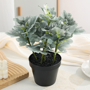 Feuilles <span class=keywords><strong>de</strong></span> <span class=keywords><strong>zinnia</strong></span> artificielles, plantes vertes artificielles pour la décoration <span class=keywords><strong>de</strong></span> la table du salon à la maison, plante artificielle en pot fournie par l'usine - Product Image 5