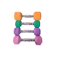 Vente en gros 2-25lbs 2.5-25kgs équipement de fitness en fonte ensemble d'haltères hexagonaux en caoutchouc coloré pour salle de sport à domicile et haltérophilie