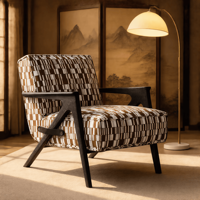 Fauteuil de détente en teck massif de luxe au design moderne et écologique, dossier inclinable, pour salon, bureau à domicile, chambre à coucher