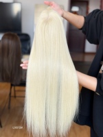 SHY HAIR Toppers Mono Top Cheveux vierges de qualité supérieure Couleur blonde naturelle avec mèches Respirant Usage quotidien Commande en gros