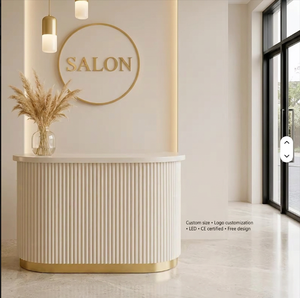 Modern Custom Durable Eco-Friendly Barber Salon Beauty Spa Reception <b>Desk</b> with 3-Year Warranty for Office Front Lobby - Product Image 2