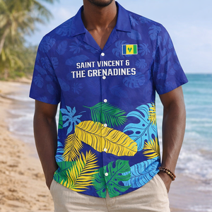 Custom Saint Vincent Land so Beautiful Hawaiian <strong>Shirt</strong> Tropical Vibes Wholesale Button <strong>Shirts</strong> for Men <strong>Caribbean</strong> Pride - Product Image 1