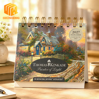 Calendrier de bureau personnalisé avec impression couleur intégrale, reliure spirale, support de table, OEM, calendrier quotidien inspirant à feuillets mobiles, impression couleur intégrale