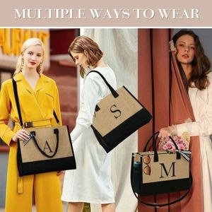 Sacs de courses personnalisés en toile avec poignées en sangle, sacs fourre-tout en jute et toile de jute avec doublure imperméable - Product Image 6