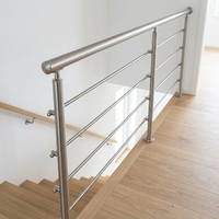 Tiang Baluster Bulat Stainless Steel 304 Modern Mudah Dipasang untuk Balkon Tangga Hotel Sistem Railing Pegangan Tangga