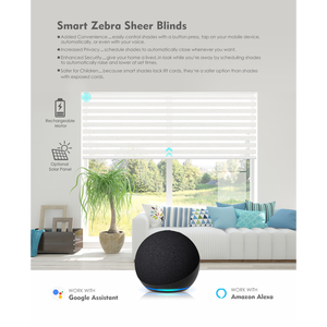 Stores zébrés électriques intelligents ZSTARR contrôlés par WiFi et Google Alexa, avec tissu occultant jour/nuit pour la décoration <span class=keywords><strong>de</strong></span> fenêtre - Product Image 4