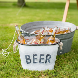 Large metal party tub for outdoor celebrations and backyard gatherings filled with <b>ice</b> and cold drinks - Product Image 1