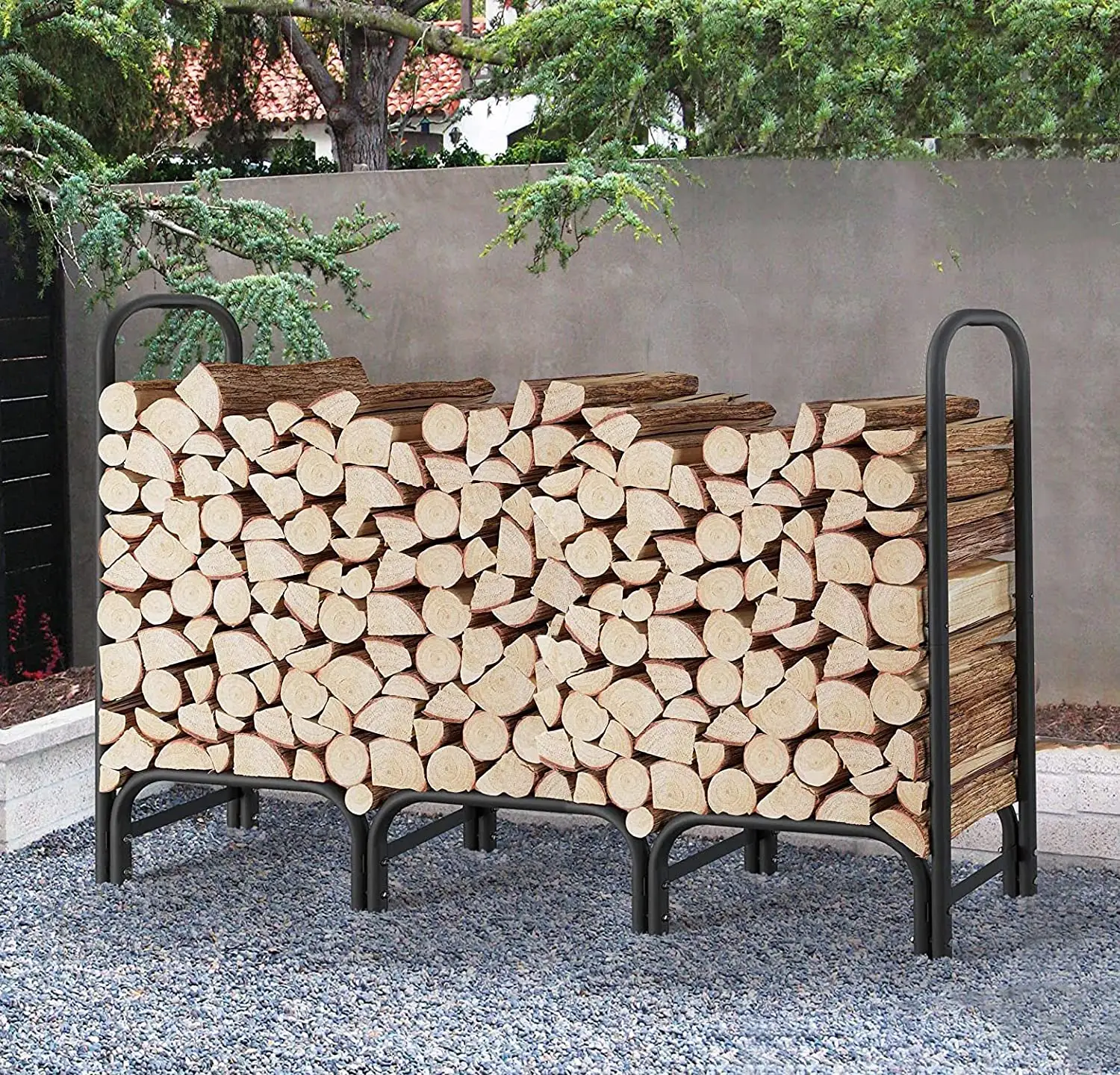 Support de stockage de bois de chauffage intérieur et extérieur robuste de 8 pieds