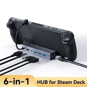 แท่นวางทีวีแบบขยายพอร์ต USB Type-C ยี่ห้อ Jumon 6 in 1 HUB วัสดุอะลูมิเนียมอัลลอยด์ รองรับจอแสดงผล 60Hz HDMI และพอร์ต RJ45 สำหรับ Steam Deck C - Product Image 4