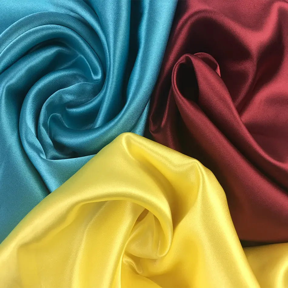China Thick Silk 100% Polyester Plain Crepe Satin Fabric for Garments Dress