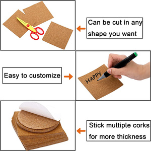 Coussinets en <span class=keywords><strong>liège</strong></span> autocollants <span class=keywords><strong>de</strong></span> 4 pouces, écologiques et fiables, carrés ou ronds, avec <span class=keywords><strong>feuille</strong></span> <span class=keywords><strong>de</strong></span> support - Product Image 5
