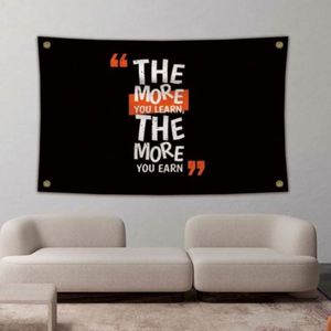 ธงโพลีเอสเตอร์ 100D ขนาด 3x5 ฟุต (90x150 ซม.) สำหรับงานพิมพ์แบบ Dye Sublimation "ยิ่งคุณเรียนรู้มากขึ้น ยิ่งคุณได้รับมากขึ้น" - Product Image 1